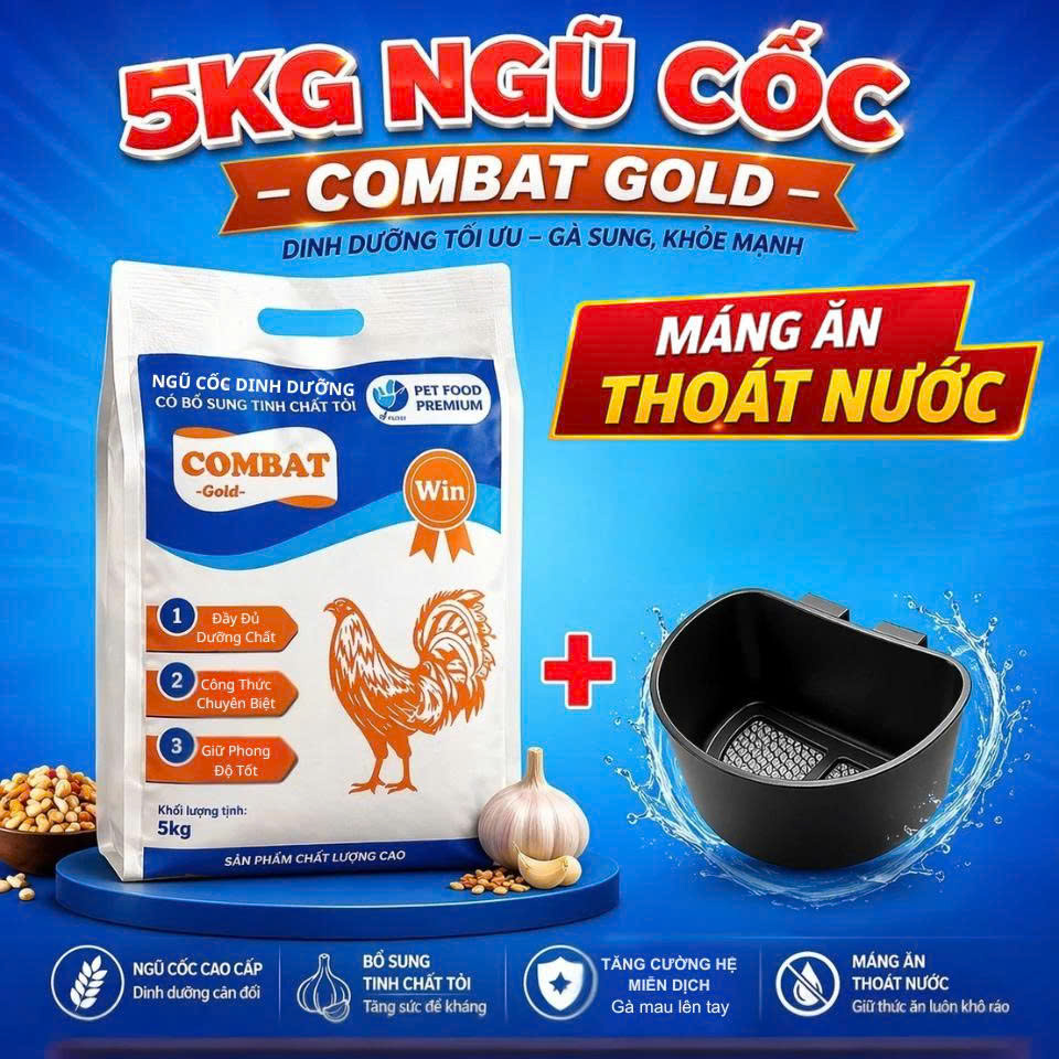 5kg Ngũ Cốc COMBAT Gold 13 loại hạt cao cấp - Đầy đủ dinh dưỡng, mau lên tay dành cho gà, gia súc.